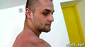 Intimate bare encounter between passionate men