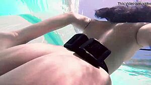 Brita Piskova masturbates her tight pussy underwater in pool
