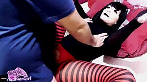 Hot Goth Stepsister Enjoys Hard Fuck in Cosplay Costume!