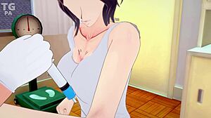 In the TG infirmary, a Japanese crossdressing character in 3D hentai anime.