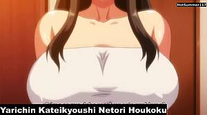 In this hentai, a milf with big tits and ass gets involved in ntr sex with a big cock brunette