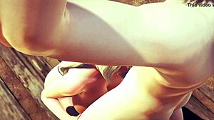 Tsunade in Naruto hentai blowjob threesome with creampie