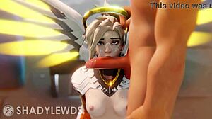 Mercy's mouth in 3D hentai game action 😏