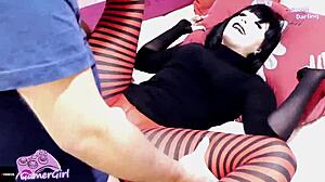 Hot Goth Stepsister Enjoys Hard Fuck in Cosplay Costume!