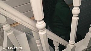 Stepmom And Stepdaughter Fuck Stepson's Ass With Strap-On!