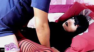 Hot Goth Stepsister Enjoys Hard Fuck in Cosplay Costume!