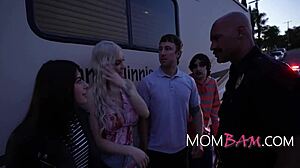 I helped my stepmom and stepsis escape the cops at work with a taboo threesome in the office car.