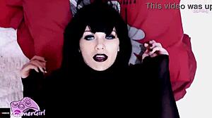 Hot Goth Stepsister Enjoys Hard Fuck in Cosplay Costume!