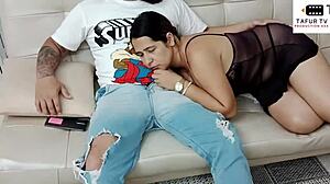 hey, this massage with my stepmom got wild... she's sucking me deep down her throat!