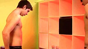 two twinks cum together after monster cock anal slamming