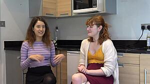 Redhead Student Masturbates with Vibrator and Licks Nipples