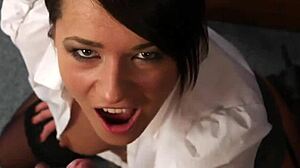 Slutty Stunner Receives Facial Cumshot and Swallows Jism