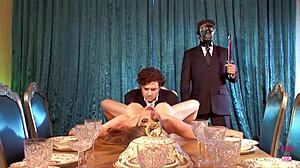 Playing with toys in orgy, but getting cum in mouth later