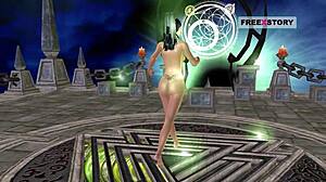 Animated 3D Cartoon Of Cute Indian Girl Posing And Using Banana.