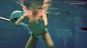 watch alla's juicy tits bounce as she swims naked in the hot pool