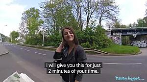 public agent rides cowgirl style outdoors hard.