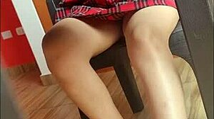 Upskirt View of Argentine Student Nataly in Miniskirt