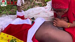 i’m goin’ crazy with this hot hijab babe santa hooked me up with in the bush for real!