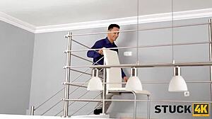 Stuck4k babe with big tits gets helped by hung guy 😏