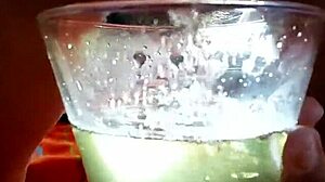 full glass of morning piss at the camping site