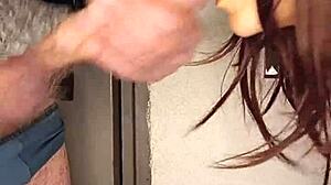 Redhead sucks big cock