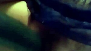I slide a huge cucumber into my pussy and squirt everywhere, feeling so horny!