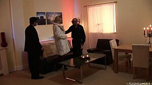 Busty Babe Rides Two Hard Cocks In Shaved Group Cowgirl Action