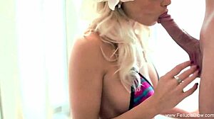 The Flower Of True Fellatio: Brunette Swallows Cock With Love!