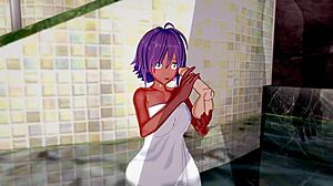 3d hentai character rides huge cock, squirting cum in creampie fantasy