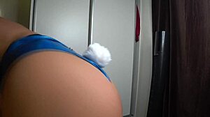 a cute bunny teases with her sexy ass on camera