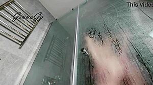 Fluffy pussy enjoys shower time