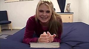 look at this tiny blonde teen rubbing her pussy