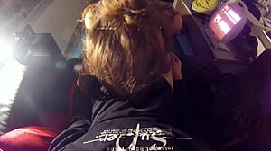 Blonde Lover Gives Wet Blowjob Cumshot Surprise!