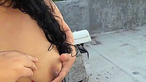 submissive milf dominated outdoors on rooftop by builder