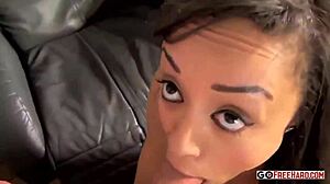 The skinny exotic babe rides her boss's big cock in the office, getting fingered and a facial cumshot.