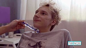 In this steamy encounter, horny twink Nico gets his ass drilled and cummed on by hot boy Logan