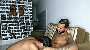 neighbor's son tries my 21cm cock on the sofa