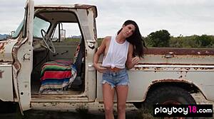 Carmen Nikole Bares Natural Tits While Sunbathing Naked On Plateau