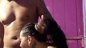 Brazilian Amateur With Big Pussy Sucks Monster Cock In Interracial Blowjob Session.
