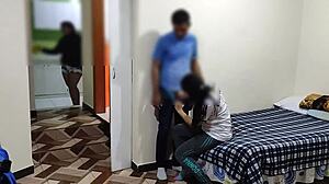 My wife's cuckold milf cleans the house while i fuck my neighbor's pussy in the next room before she notices