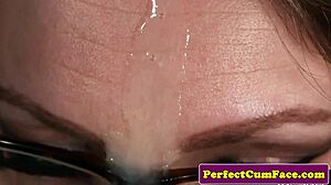 british babe toys pussy in stockings before facial 😈