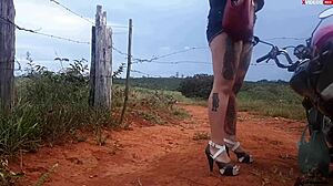 blonde getting fucked in public on the road, watch full