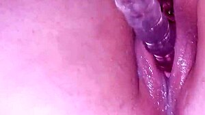 step-sisters creamy pussy squirts with glass dildo orgasm