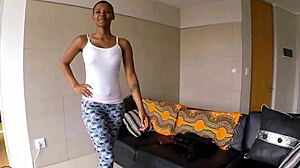 the busty afro babe gets her pussy pounded by the hung white agent in african casting