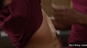 Co-workers engage in interracial gay anal sex in stockroom