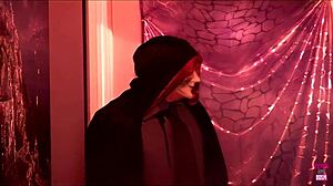 While Talking Dirty, This Naughty Angel in Costume Gets Her Outfit Adjusted Well