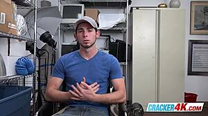 cute stud's asshole destroyed by big black cock at work