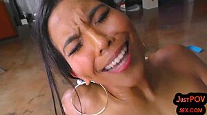 Asian babe with medium boobs gets closeup POV fuck. She's a natural!