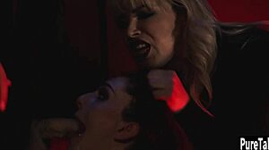 Afraid Teen 18+ Gets Fucked by Bad MILF with Big Black Dildo!