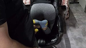 Girlfriend teases ass and gives footjob to friend